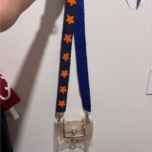 Clear Bag with Blue Strap and Orange Stars